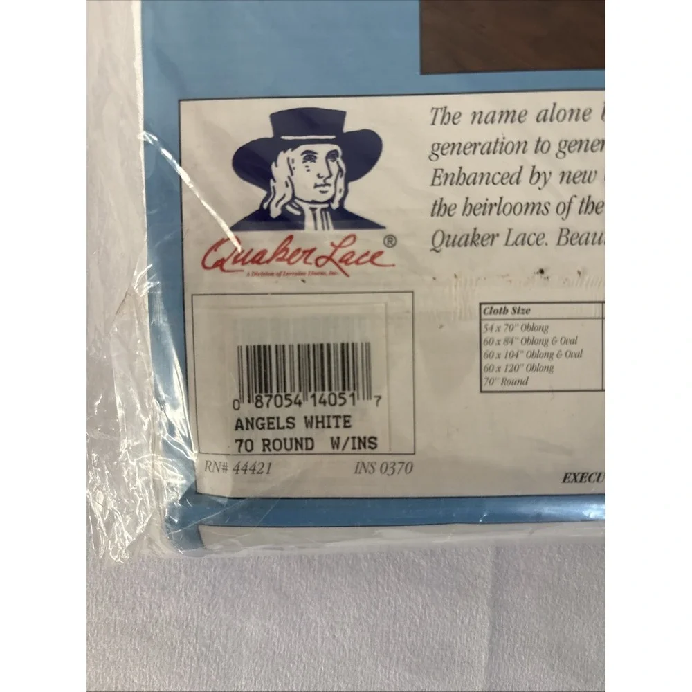 NEW-VTG USA Quaker Lace‎ Tablecloth White Angels  70